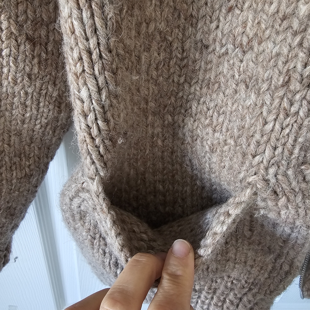 Vintage 1950s 1960s Mens Women's Tan Sweater Chowican Mary Maxim Wool Jacket #88 - Picture 7 of 9